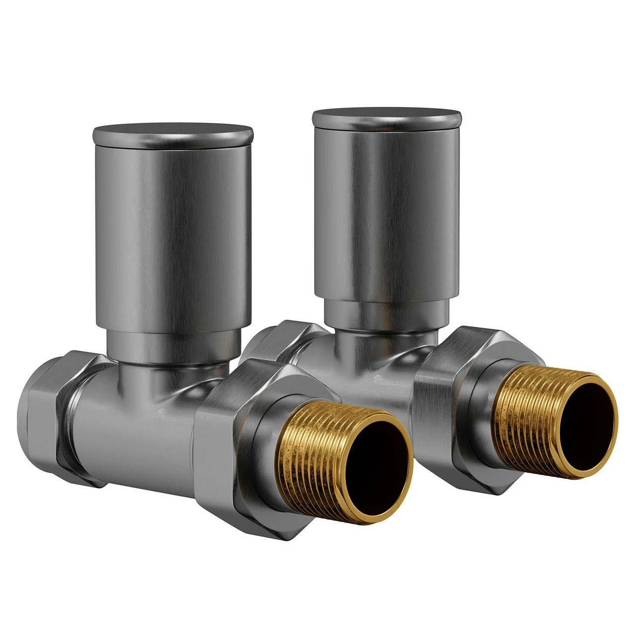 Colore Round Gunmetal Grey Straight Radiator Valves - Image 3