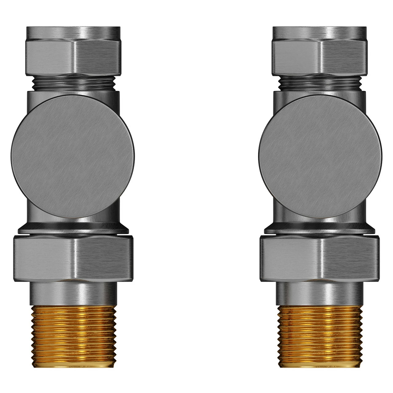 Colore Round Gunmetal Grey Straight Radiator Valves - Image 5