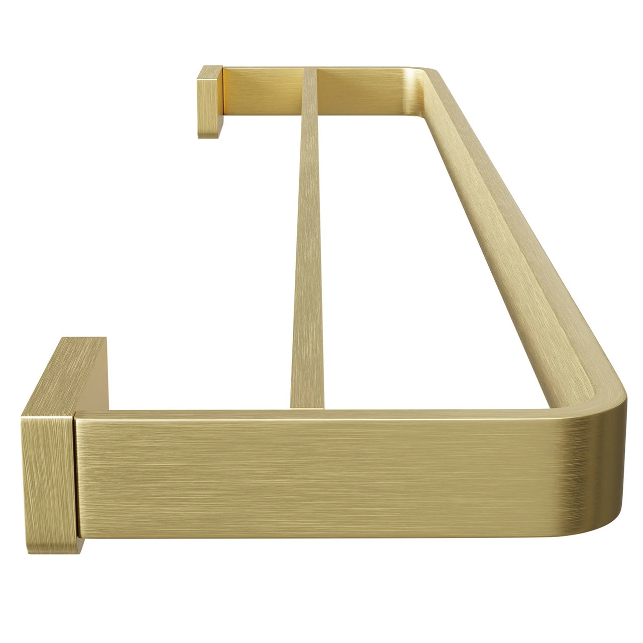 Colore Square Brushed Brass Wall Mounted Double Towel Rail - Image 4
