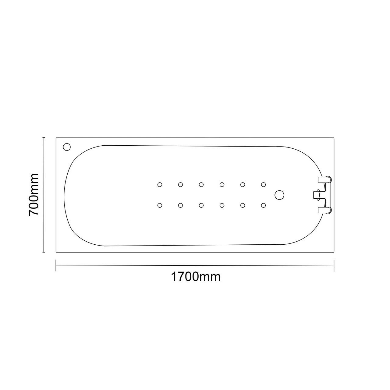 Compact 1700mm X 700mm 12 Jet Easifit Single Ended Spa Bath - Image 6