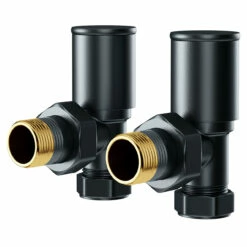 Dias Anthracite Round Angled Radiator Valves