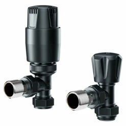 Dias Anthracite Thermostatic Angled Radiator Valves