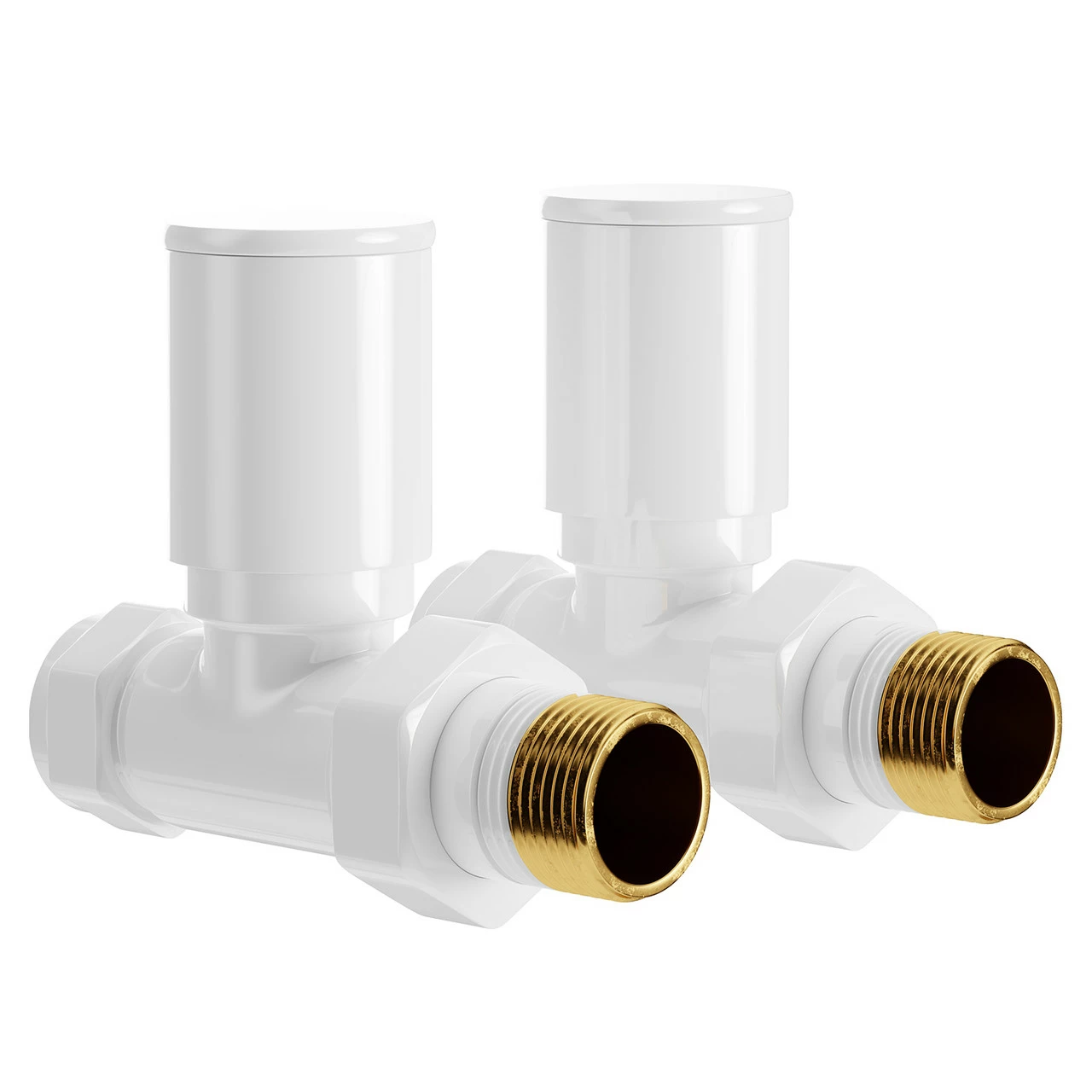 Dias White Round Straight Radiator Valves - Image 3