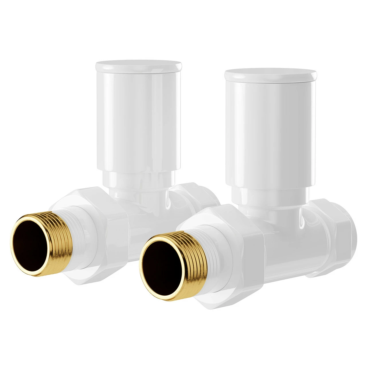 Dias White Round Straight Radiator Valves