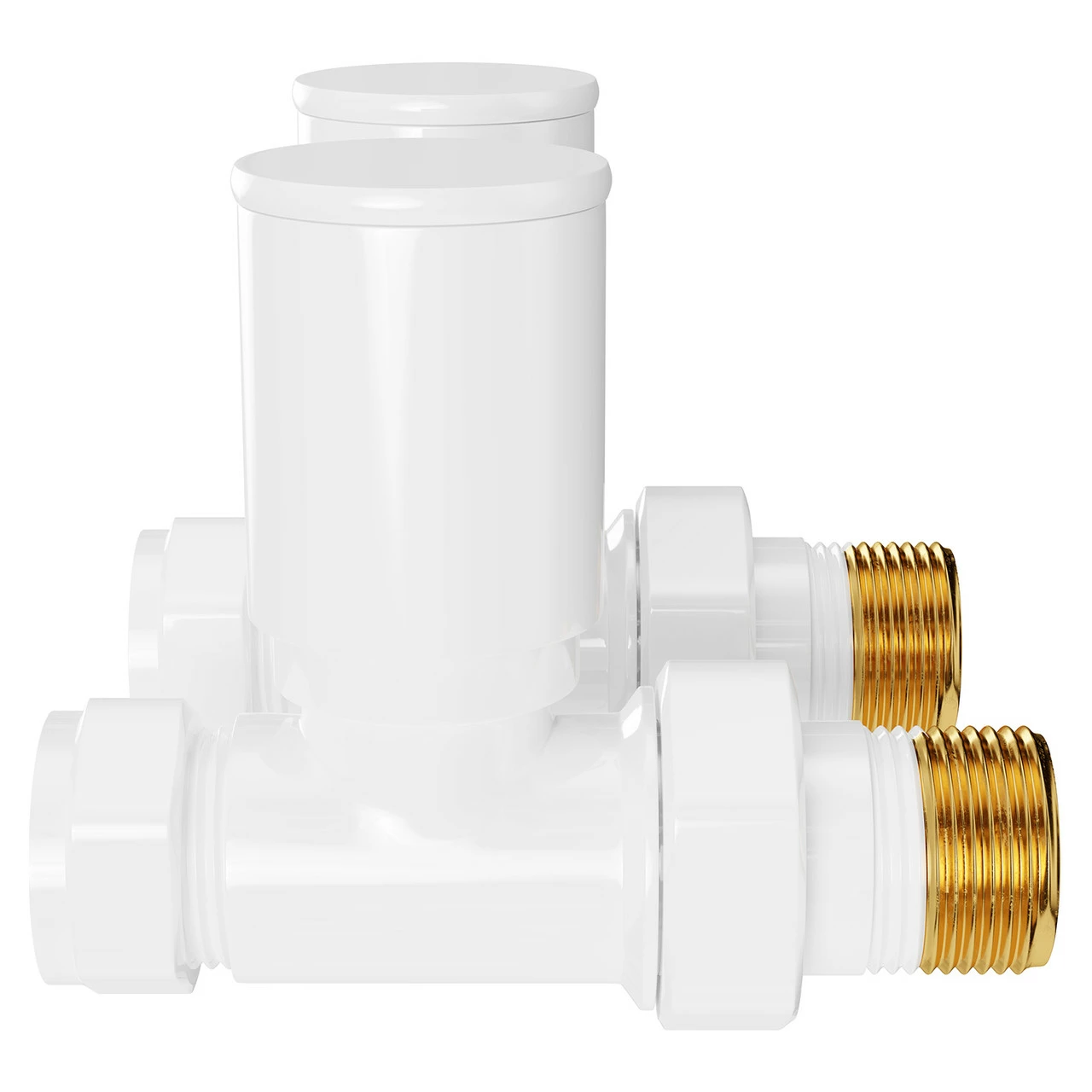 Dias White Round Straight Radiator Valves - Image 4
