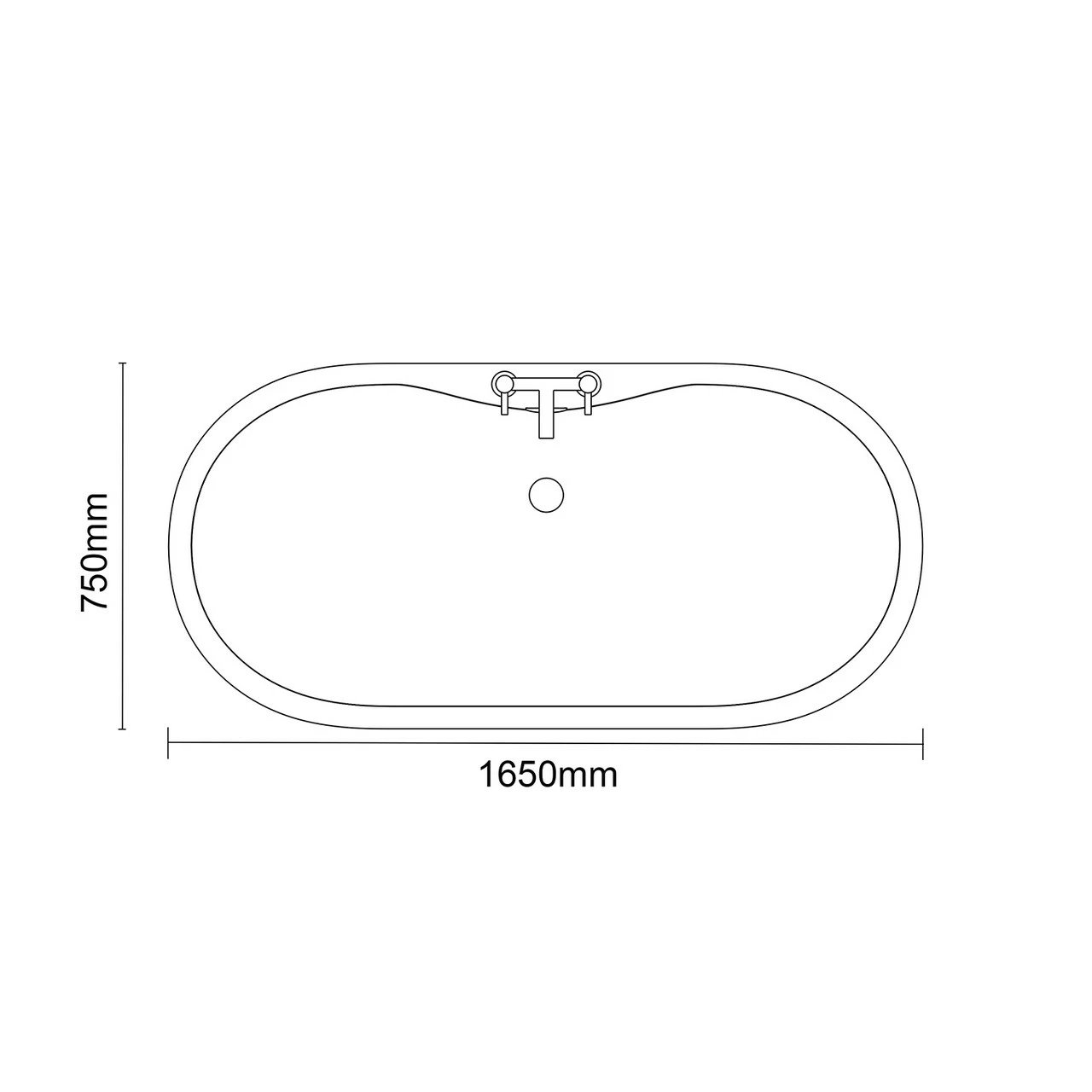 Florence Black 1650mm X 750mm Double Ended Freestanding Bath - Image 6