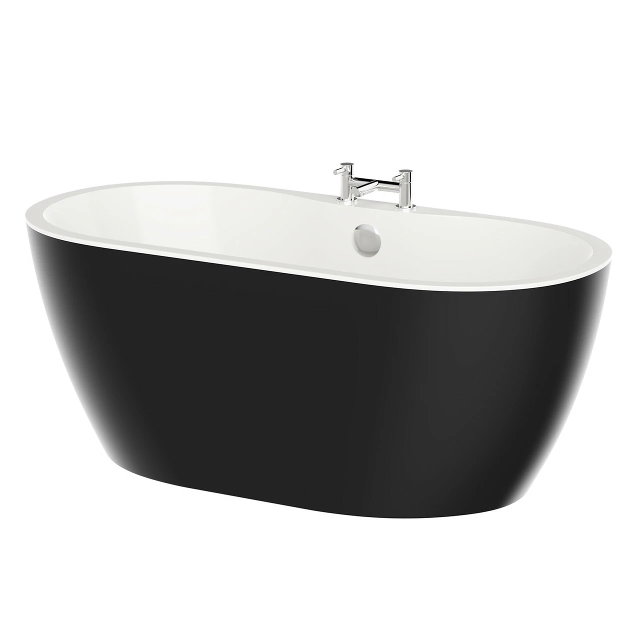 Florence Black 1650mm X 750mm Double Ended Freestanding Bath