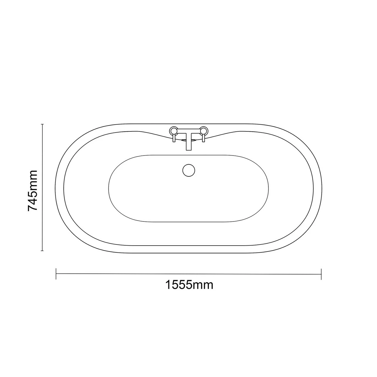 Florence White 1550mm X 745mm Double Ended Freestanding Bath - Image 6