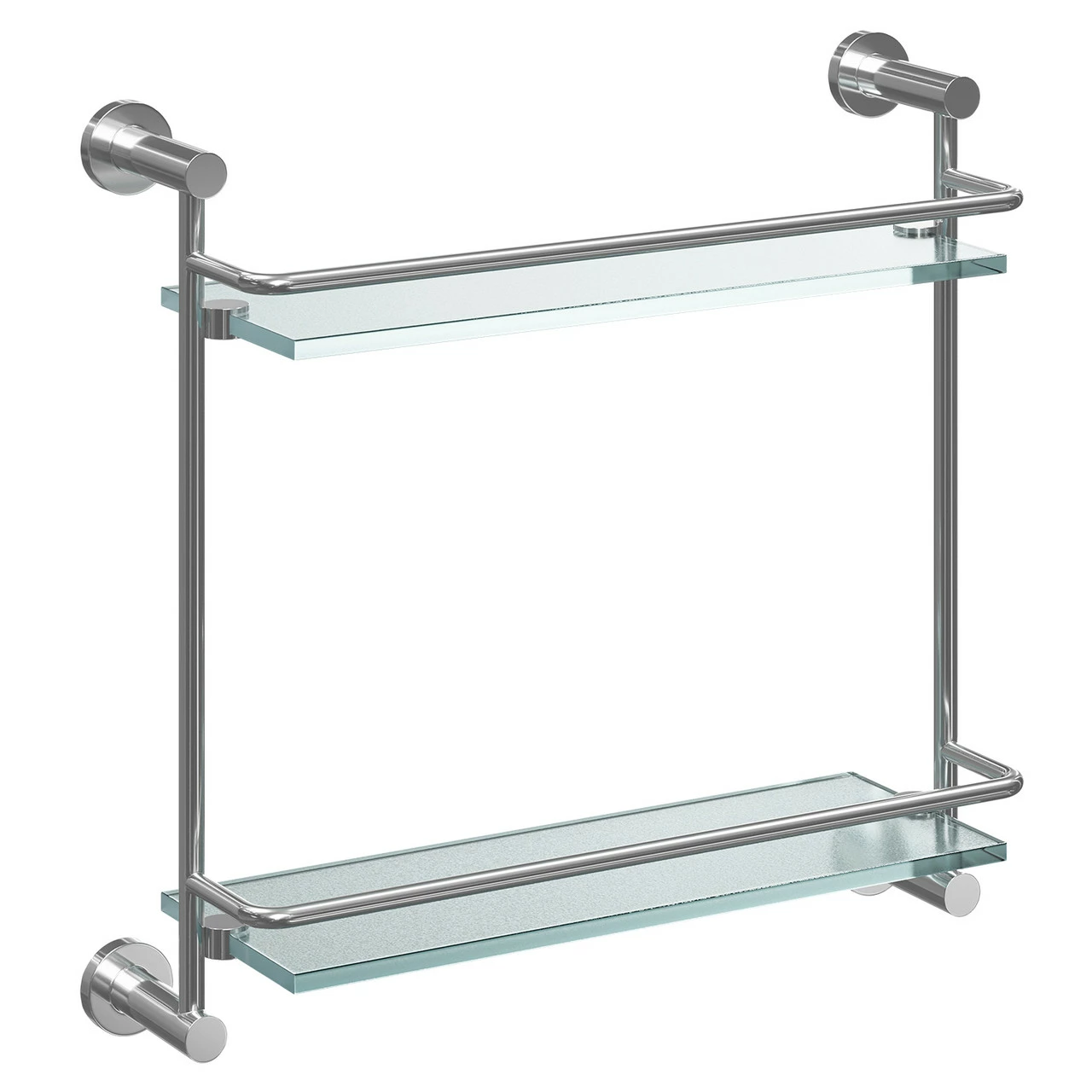 Gemini Polished Chrome And Glass Wall Mounted Double Vanity Shelf - Image 3
