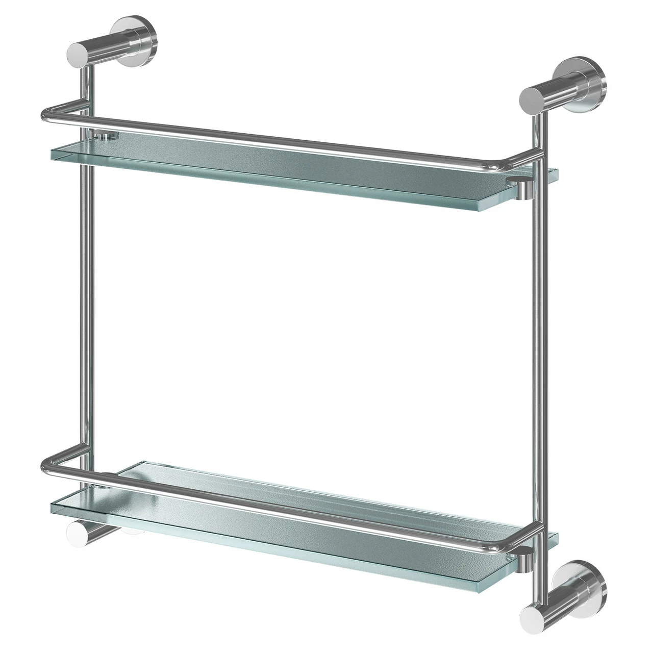 Gemini Polished Chrome And Glass Wall Mounted Double Vanity Shelf