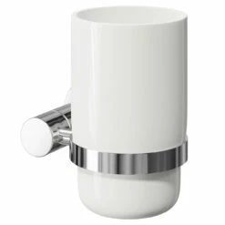 Gemini Polished Chrome And White Ceramic Wall Mounted Bathroom Tumbler