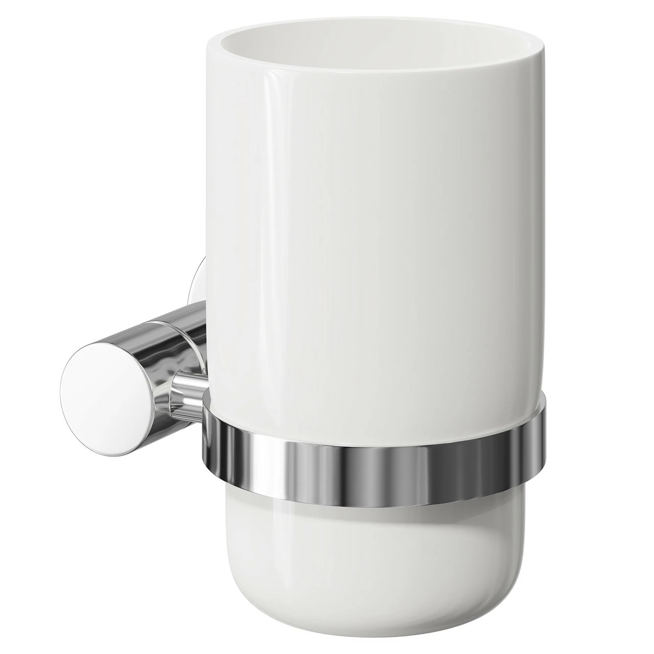 Gemini Polished Chrome And White Ceramic Wall Mounted Bathroom Tumbler