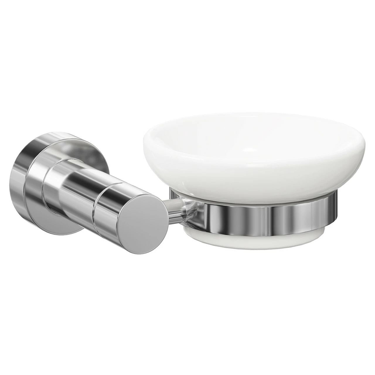 Gemini Polished Chrome And White Ceramic Wall Mounted Soap Dish - Image 3