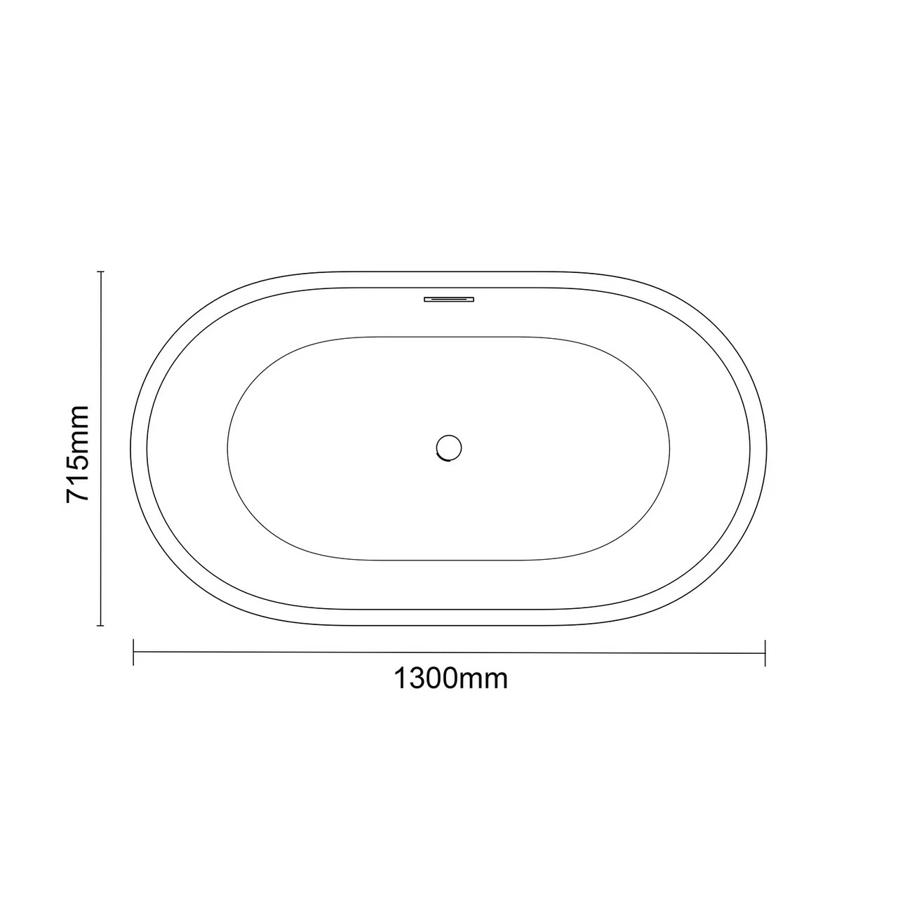 Genoa Gloss White 1300mm X 715mm Double Ended Freestanding Bath With Waste - Image 6