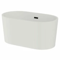 Genoa Matt White 1500mm X 750mm Double Ended Freestanding Bath With Black Waste