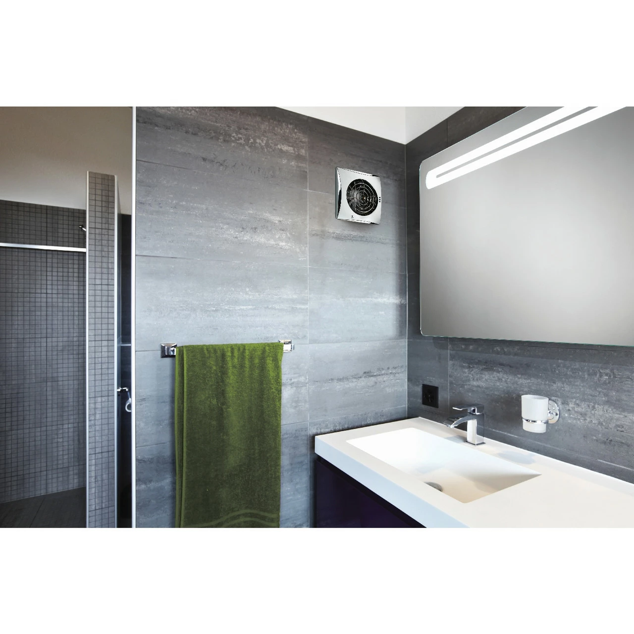 HiB Hush Chrome Wall Mounted Extractor Fan With Timer - 33100 - Image 2