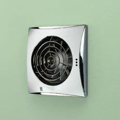 HiB Hush Chrome Wall Mounted Extractor Fan With Timer And Humidity Sensor - 33200