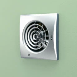 HiB Hush Matt Silver Wall Mounted Extractor Fan With Timer And Humidity Sensor - 31800