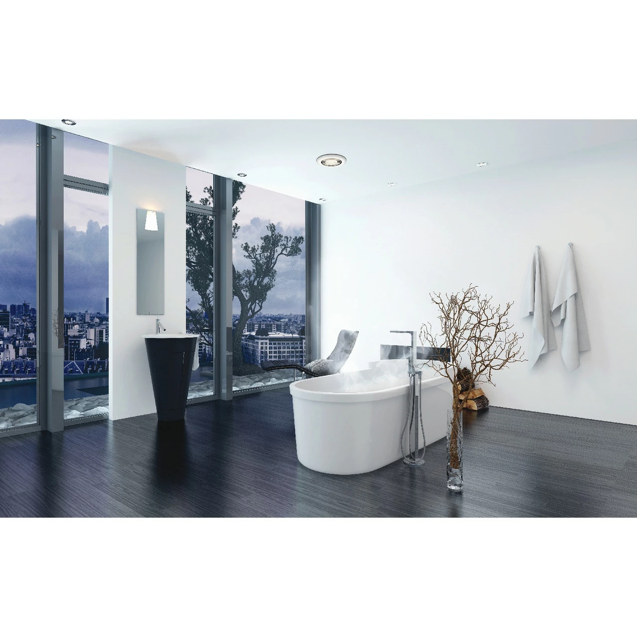 HiB Turbo Chrome Bathroom Inline Extractor Fan With Cool White LED Light - 32300 - Image 2