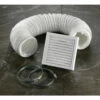 HiB White Fixed Grille 3m Flexible Ducting Extractor Fan Accessory Kit With Hose Clamps - 32400