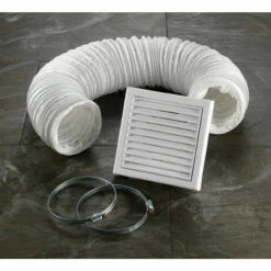 HiB White Fixed Grille 3m Flexible Ducting Extractor Fan Accessory Kit With Hose Clamps - 32400