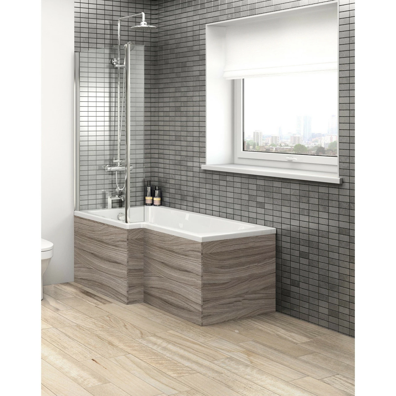 Hudson Reed Driftwood Square Shower Bath Side Panel 1700mm - OFF273 - Image 3