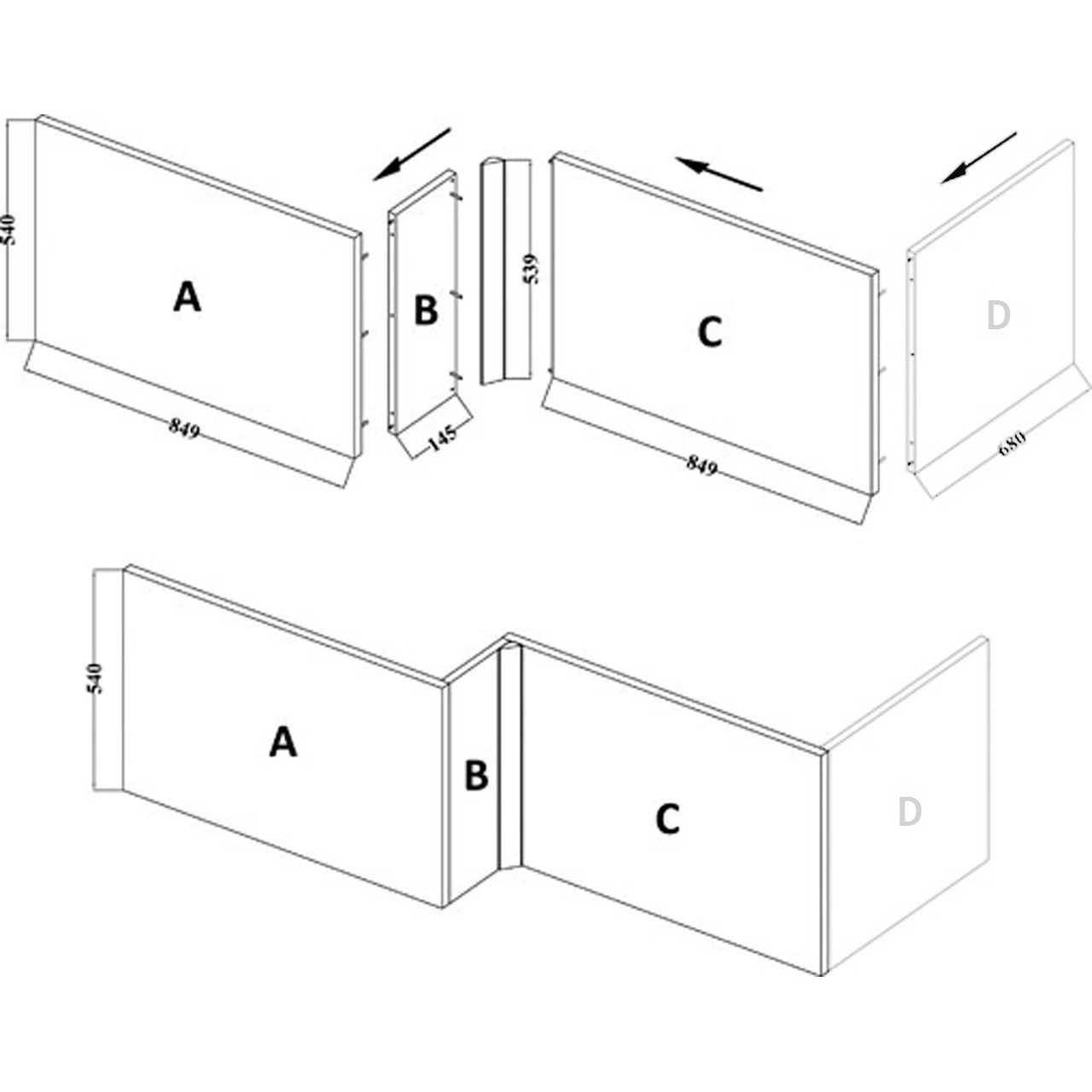 Hudson Reed Driftwood Square Shower Bath Side Panel 1700mm - OFF273 - Image 2