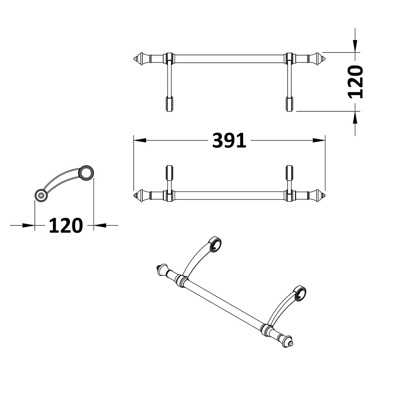 Hudson Reed Richmond Washstand Basin Frame Optional Towel Rail - NLA003 - Image 2