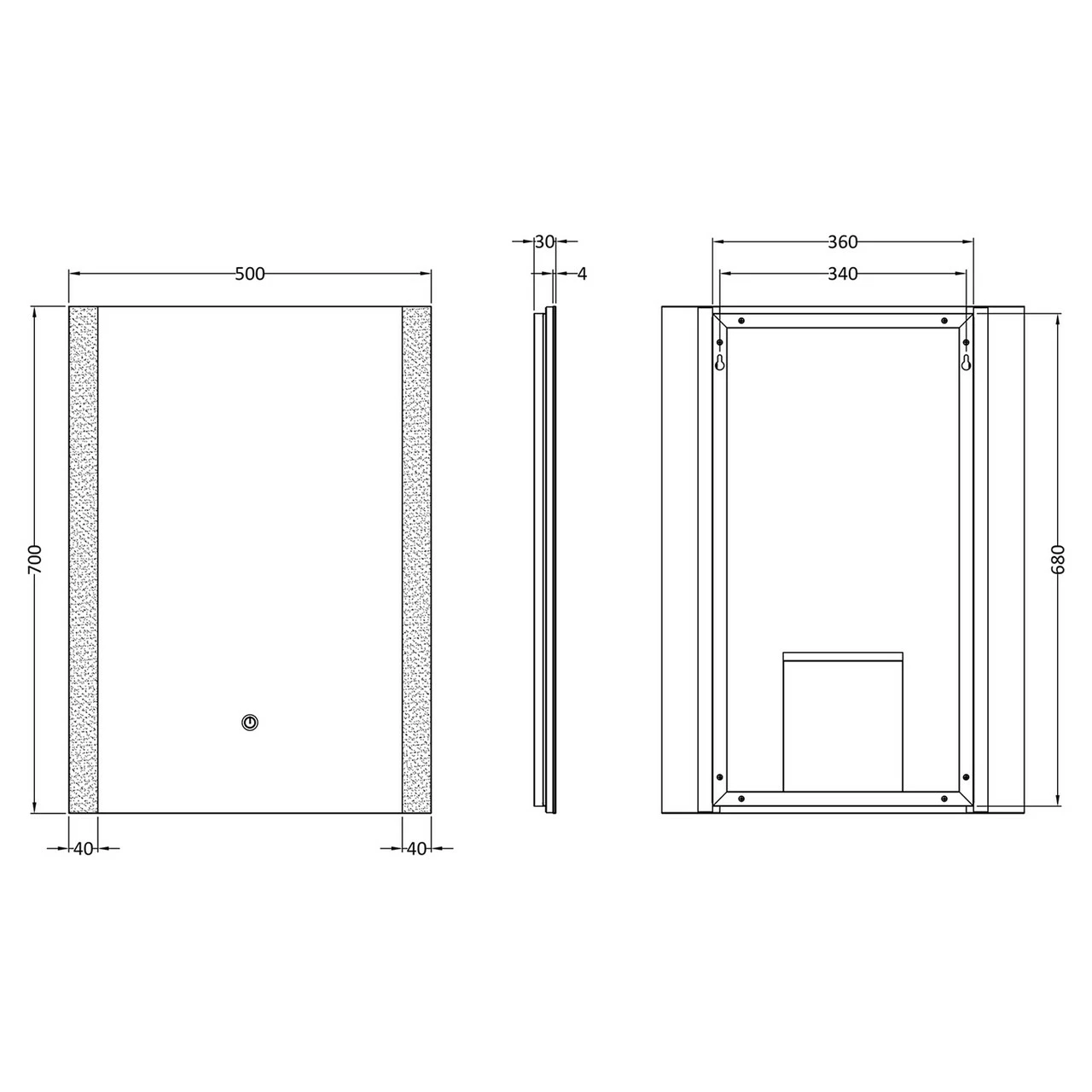 Hudson Reed Silver 700mm X 500mm Ambient Touch Sensor Mirror - LQ601 - Image 2
