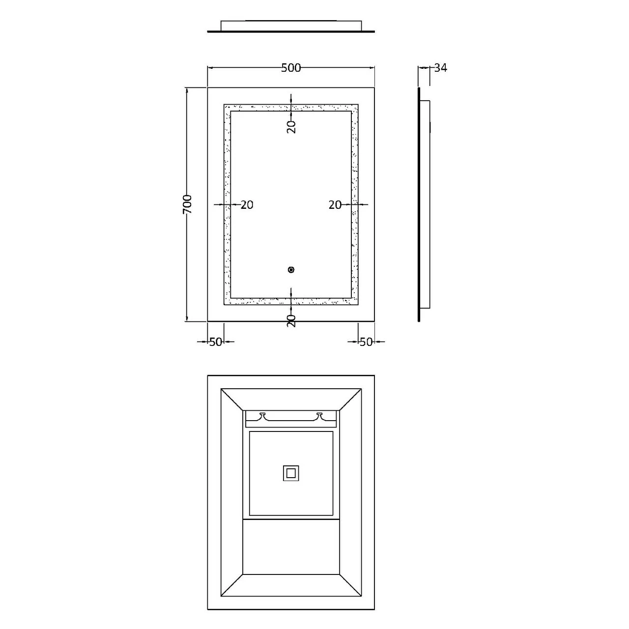 Hudson Reed Silver 700mm X 500mm Touch Sensor LED Mirror With Demister - LQ505 - Image 2