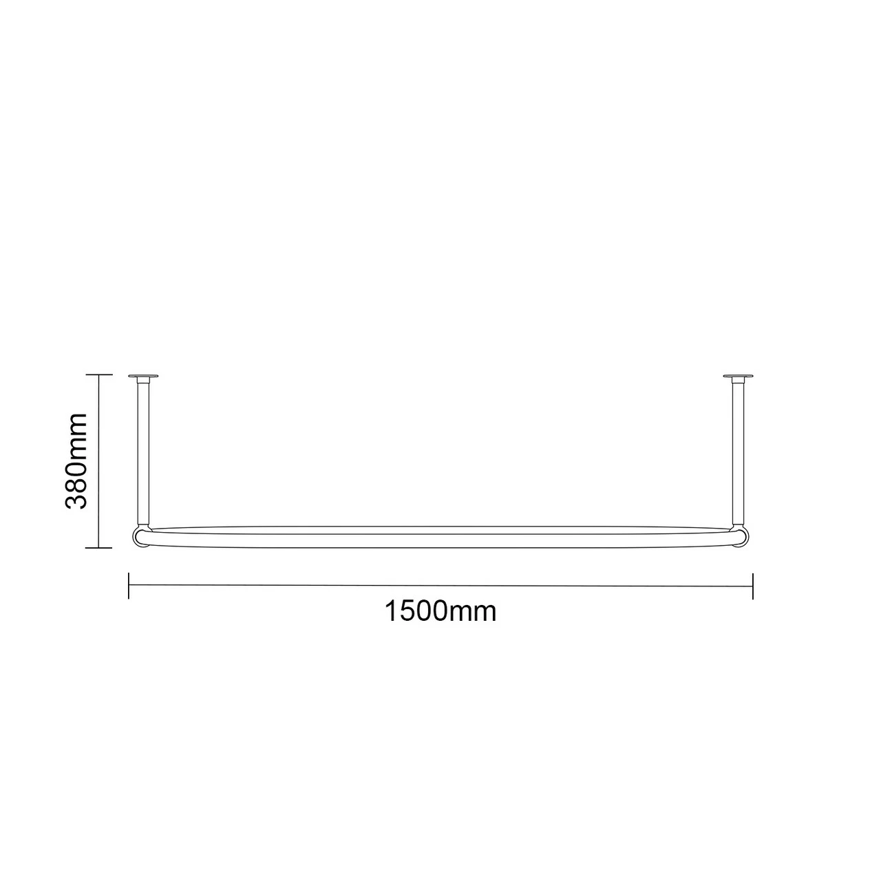 Hyde Chrome 1500mm X 700mm Oval Traditional Shower Curtain Rail - Image 6
