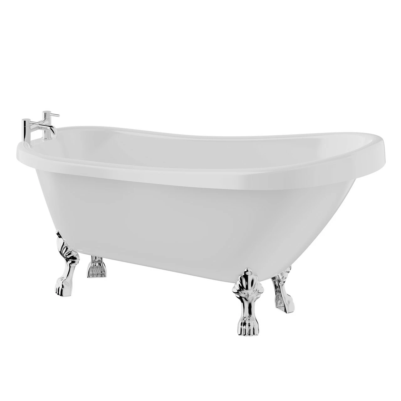 Kensington 1550mm X 720mm Single Ended Freestanding Slipper Bath With Chrome Tiger Feet
