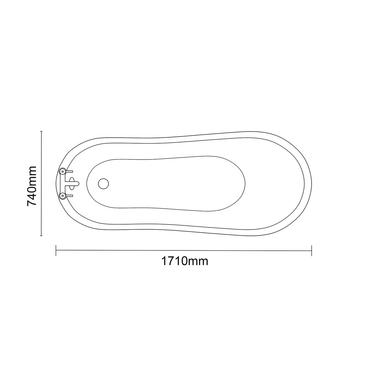Windsor. Kensington 1710mm X 740mm Single Ended Freestanding Slipper Roll Top Bath With Brushed Brass Claw Feet - Image 6