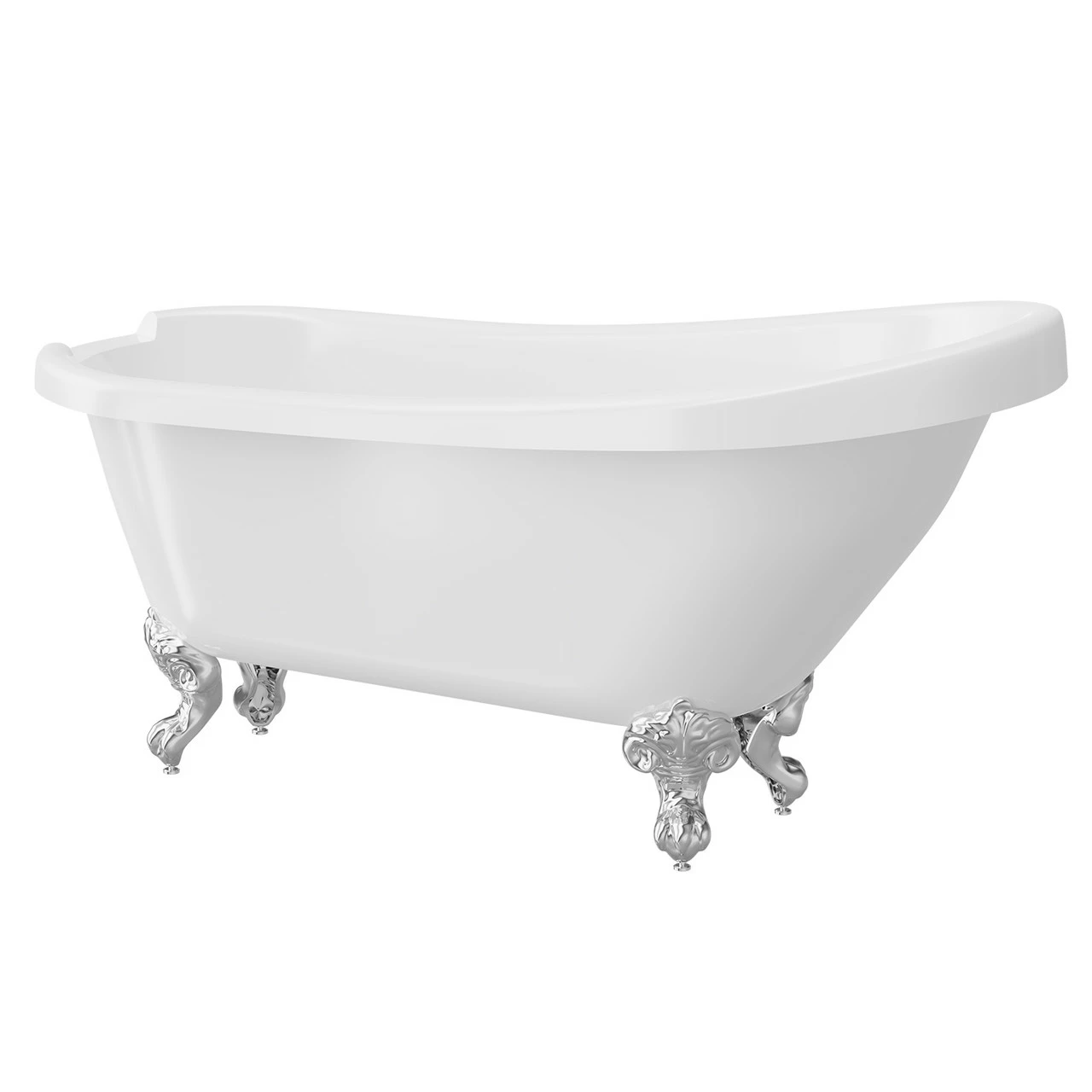 Kensington 1710mm X 740mm Single Ended Freestanding Slipper Roll Top Bath With Chrome Claw Feet