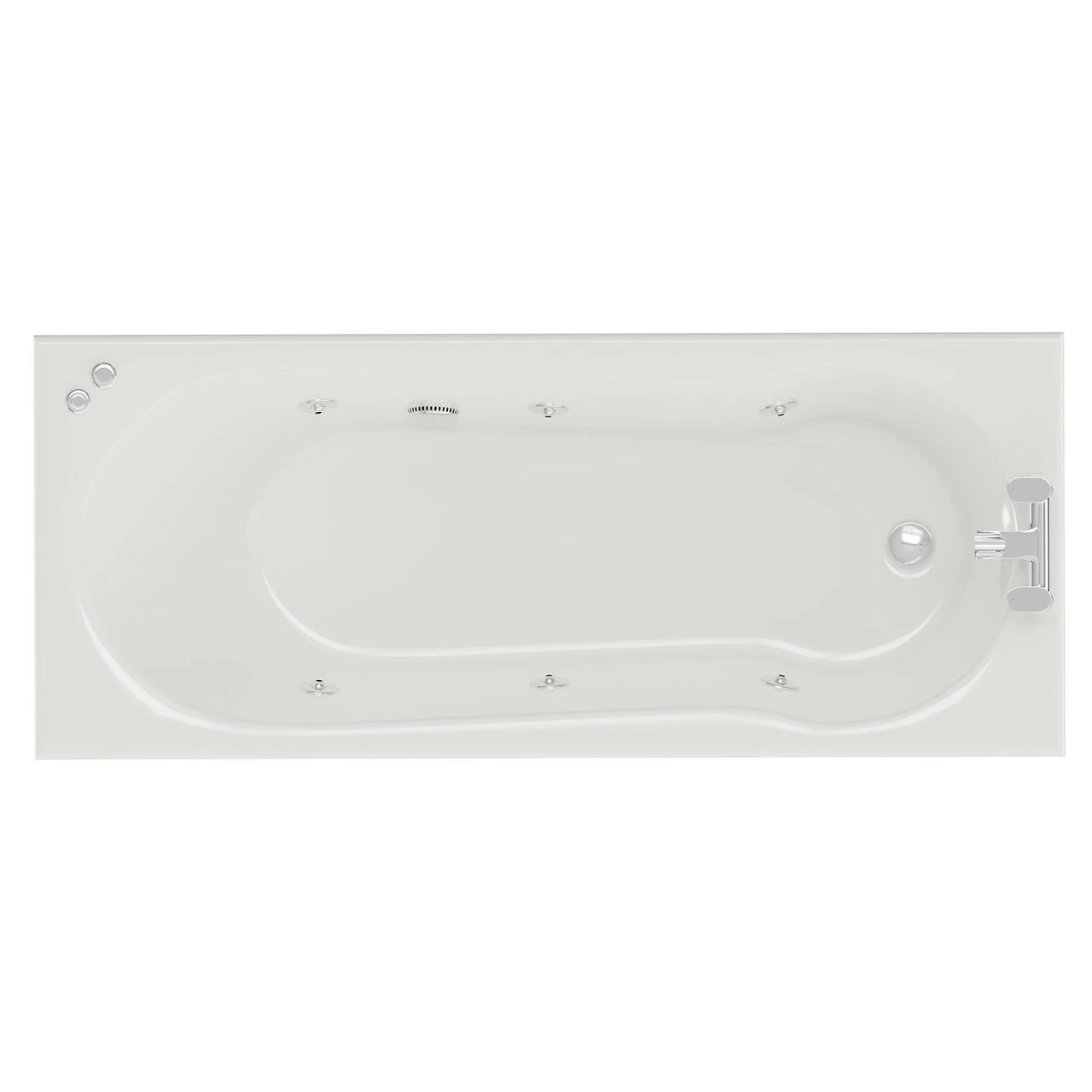 Keyhole 1700mm X 800mm 6 Jet Chrome V-Tec Single Ended Whirlpool Shower Bath