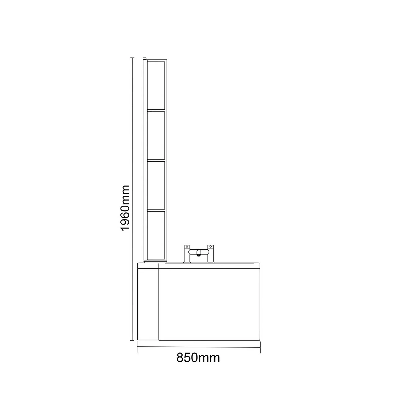 Loire 1500mm Left Hand L Shaped Shower Bath With Matt Black Bath Screen And White Acrylic Front Bath Panel - Image 6