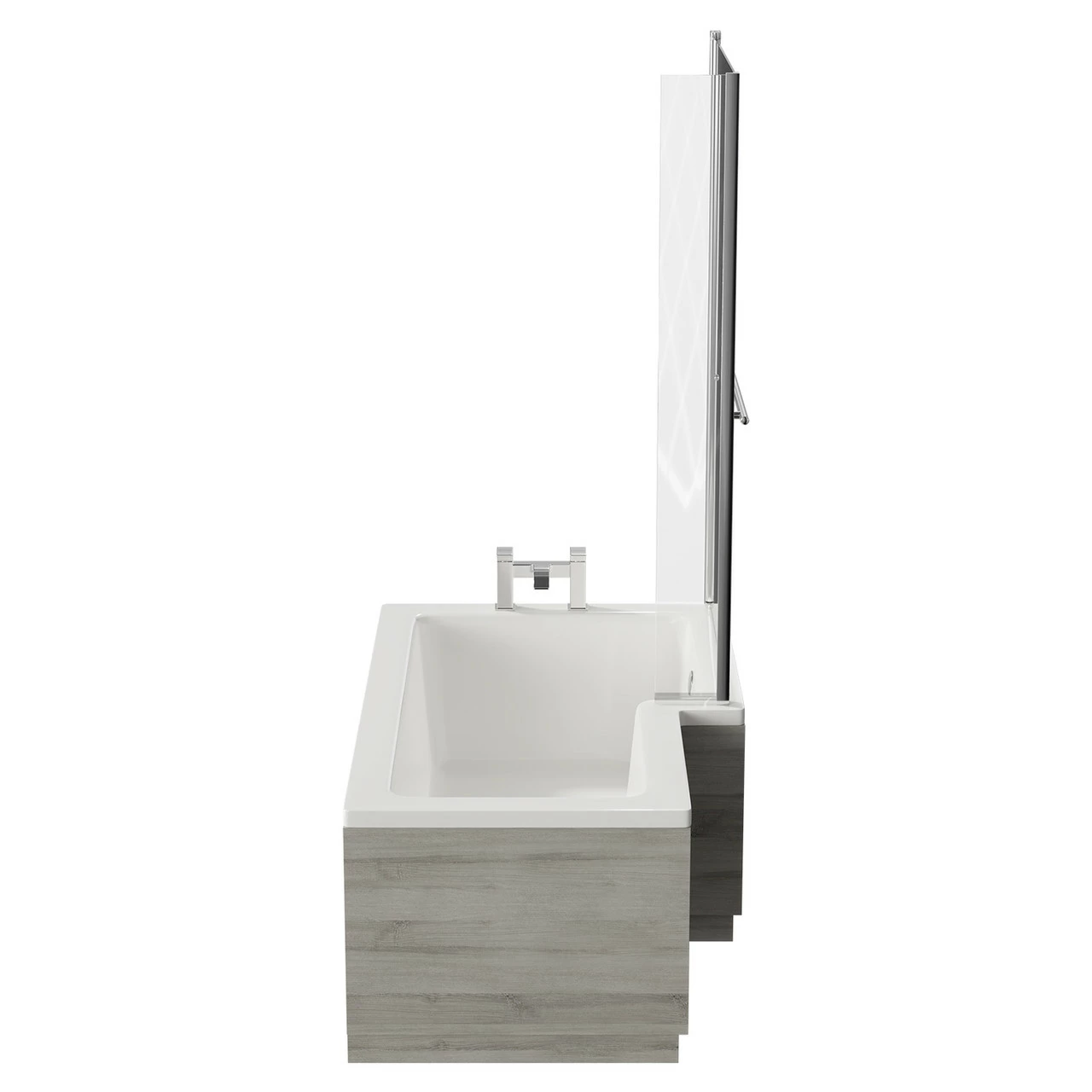 Loire 1500mm Right Hand L Shaped Shower Bath With Towel Rail Bath Screen And Molina Ash Front And End Bath Panel - Image 5