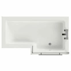 Loire 1500mm Right Hand L Shaped Shower Bath With Towel Rail Bath Screen And Molina Ash Front And End Bath Panel