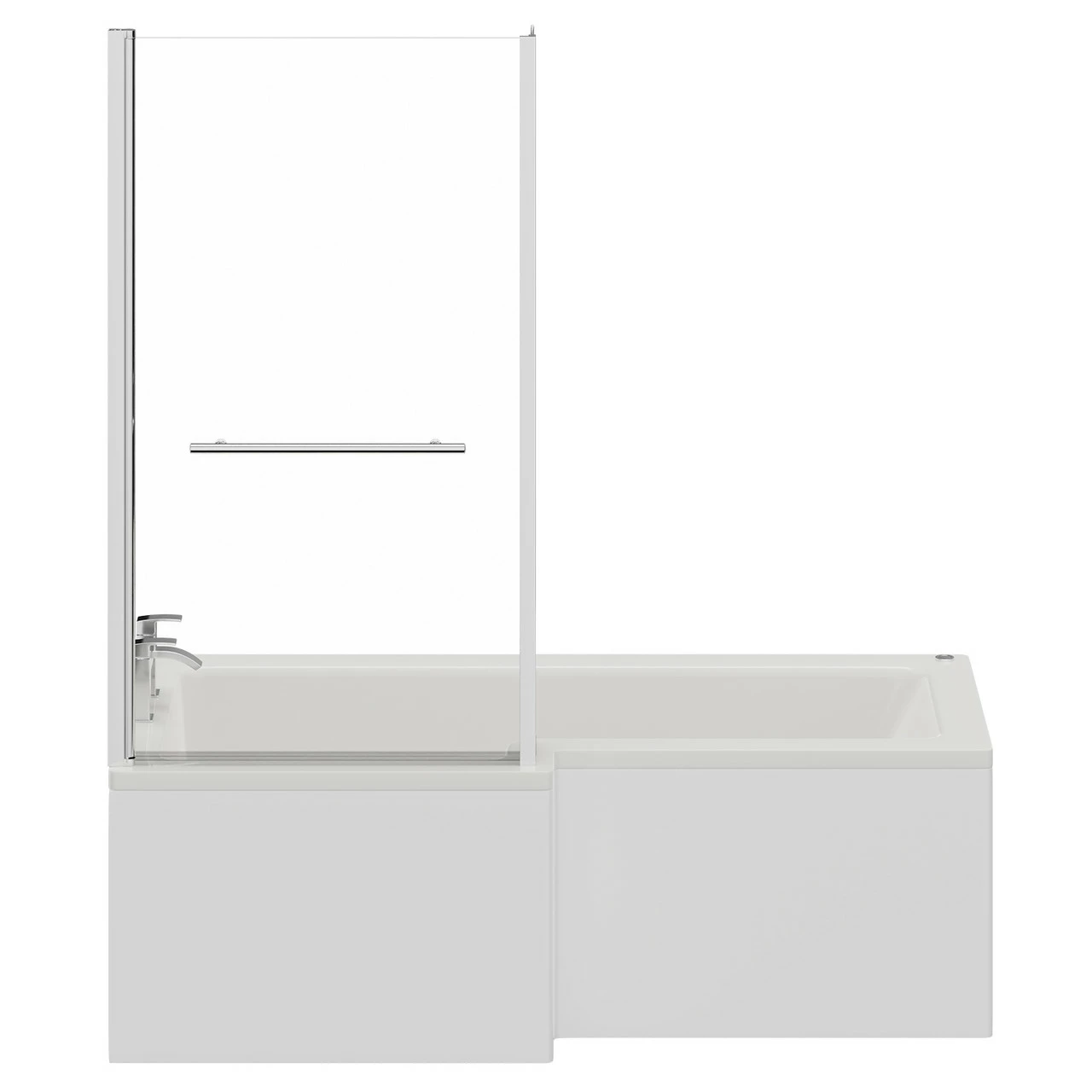 Loire 1700mm 12 Jet Chrome Easifit Left Hand L Shaped Spa Shower Bath With Towel Rail Bath Screen And Front Bath Panel - Image 4