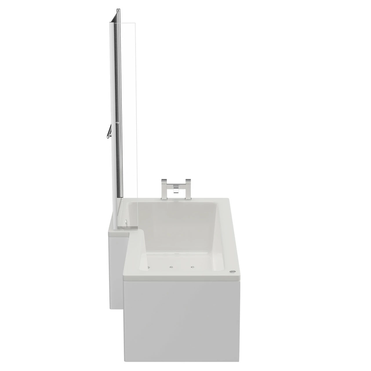 Loire 1700mm 12 Jet Chrome Easifit Left Hand L Shaped Spa Shower Bath With Towel Rail Bath Screen And Front Bath Panel - Image 5