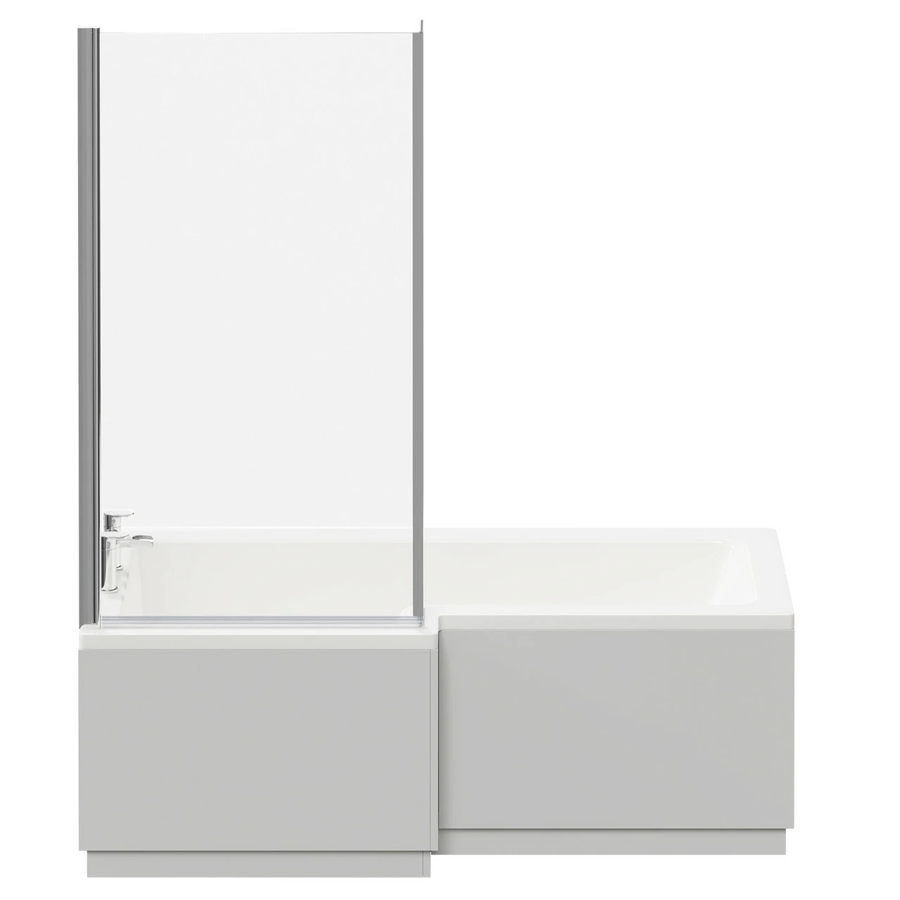 Loire 1700mm Left Hand L Shaped Shower Bath With Bath Screen And Gloss Grey Pearl Front And End Bath Panel - Image 4