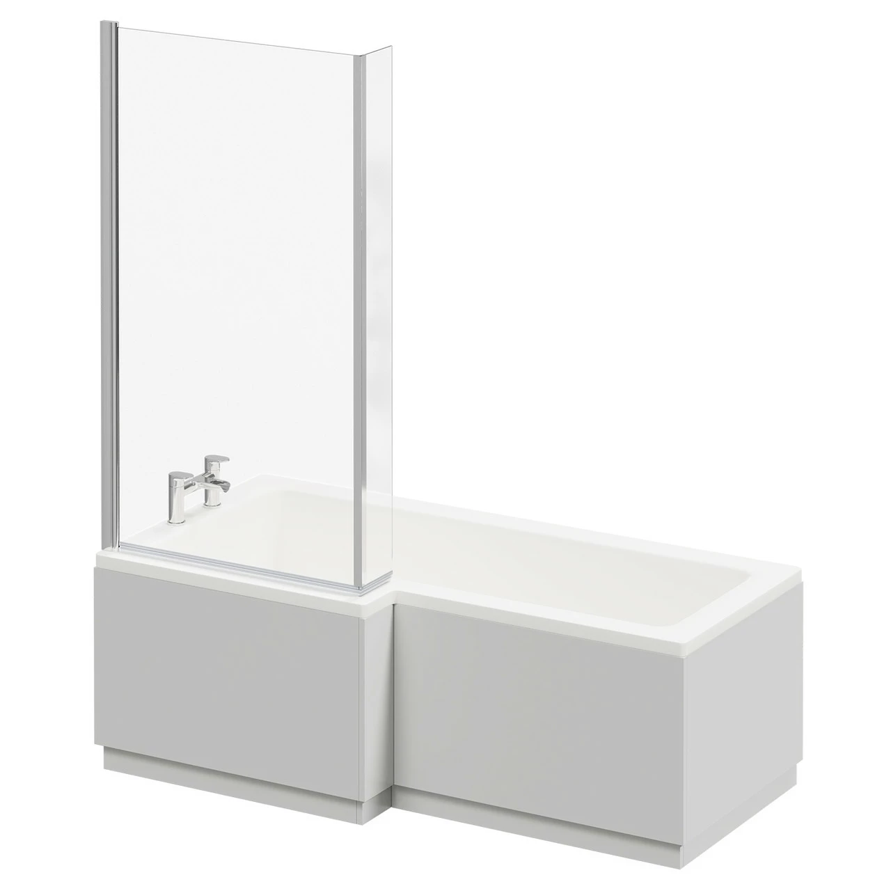 Loire 1700mm Left Hand L Shaped Shower Bath With Bath Screen And Gloss Grey Pearl Front And End Bath Panel - Image 2