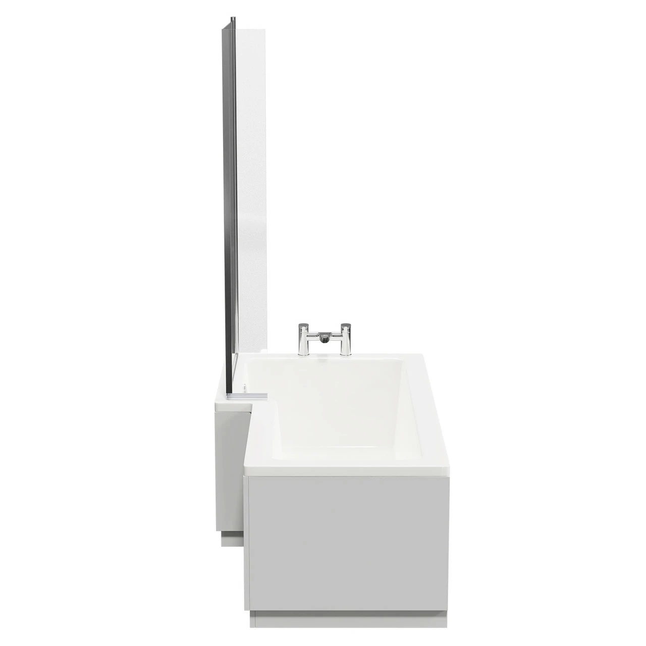 Loire 1700mm Left Hand L Shaped Shower Bath With Bath Screen And Gloss Grey Pearl Front And End Bath Panel - Image 5