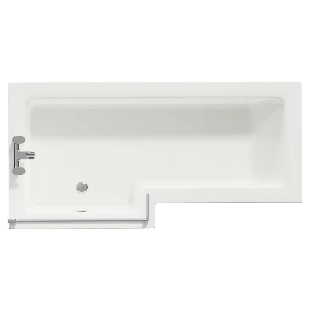 Loire 1700mm Left Hand L Shaped Shower Bath With Bath Screen And Gloss Grey Pearl Front And End Bath Panel
