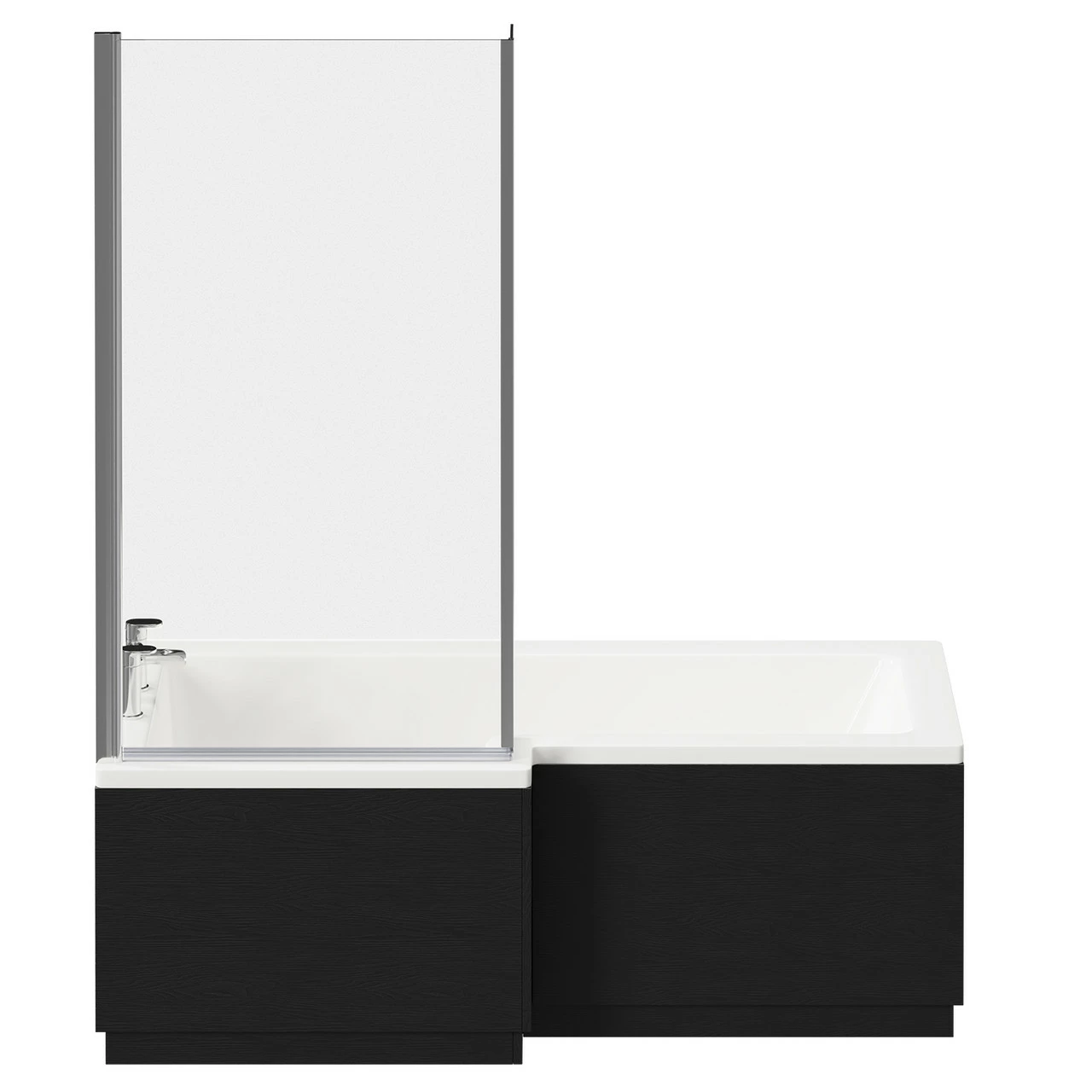 Loire 1700mm Left Hand L Shaped Shower Bath With Bath Screen And Nero Oak Front And End Bath Panel - Image 4