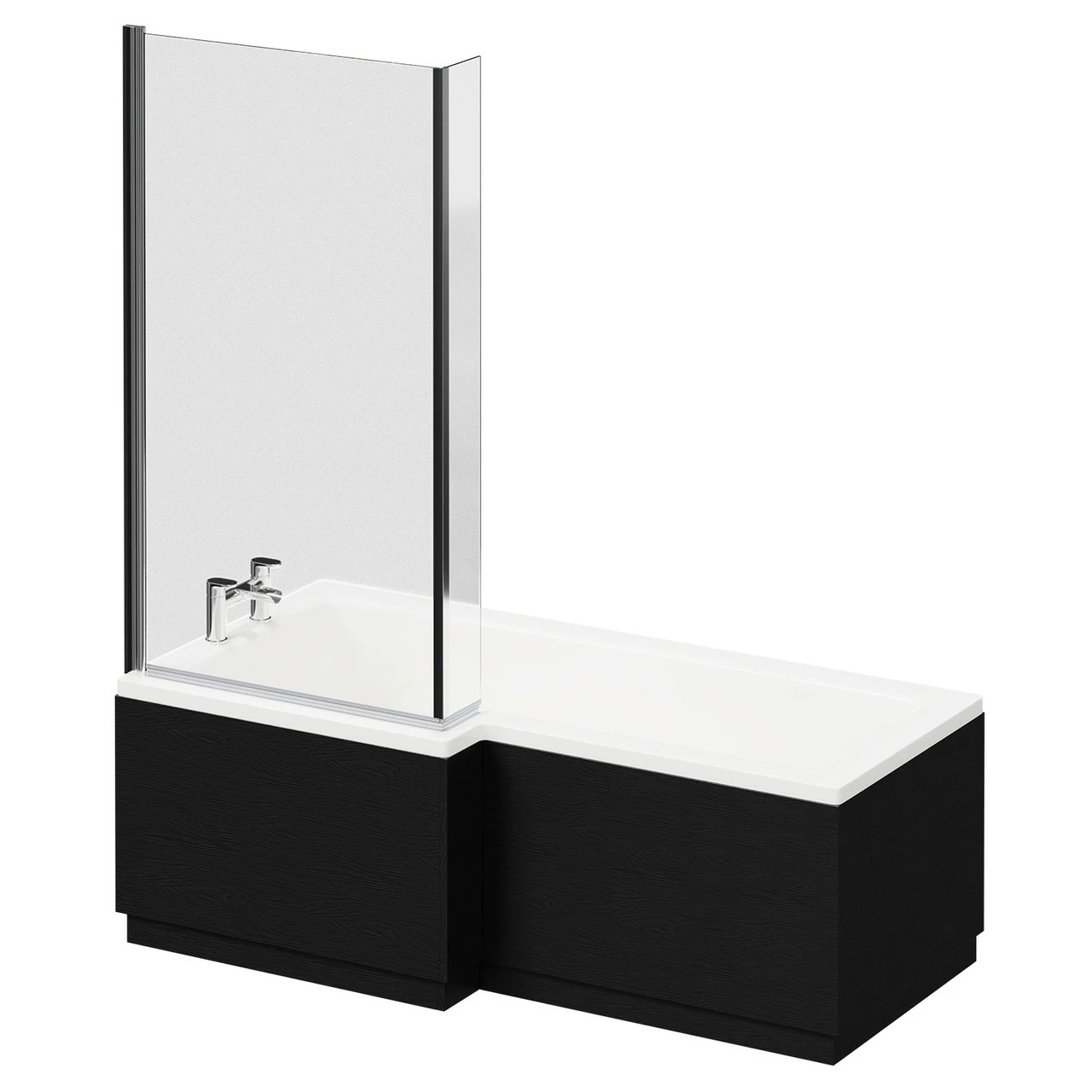 Loire 1700mm Left Hand L Shaped Shower Bath With Bath Screen And Nero Oak Front And End Bath Panel - Image 2