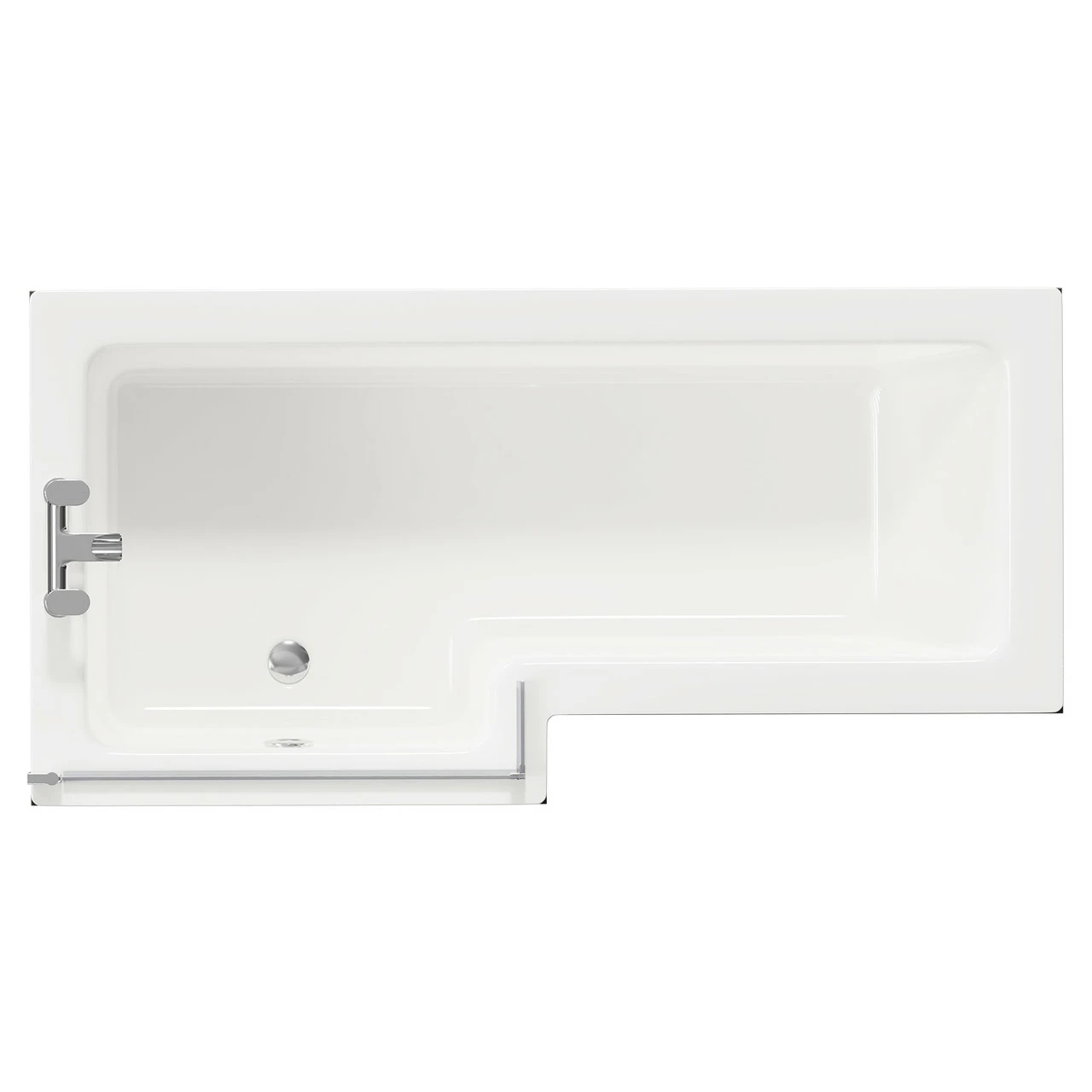 Loire 1700mm Left Hand L Shaped Shower Bath With Bath Screen And Nero Oak Front And End Bath Panel