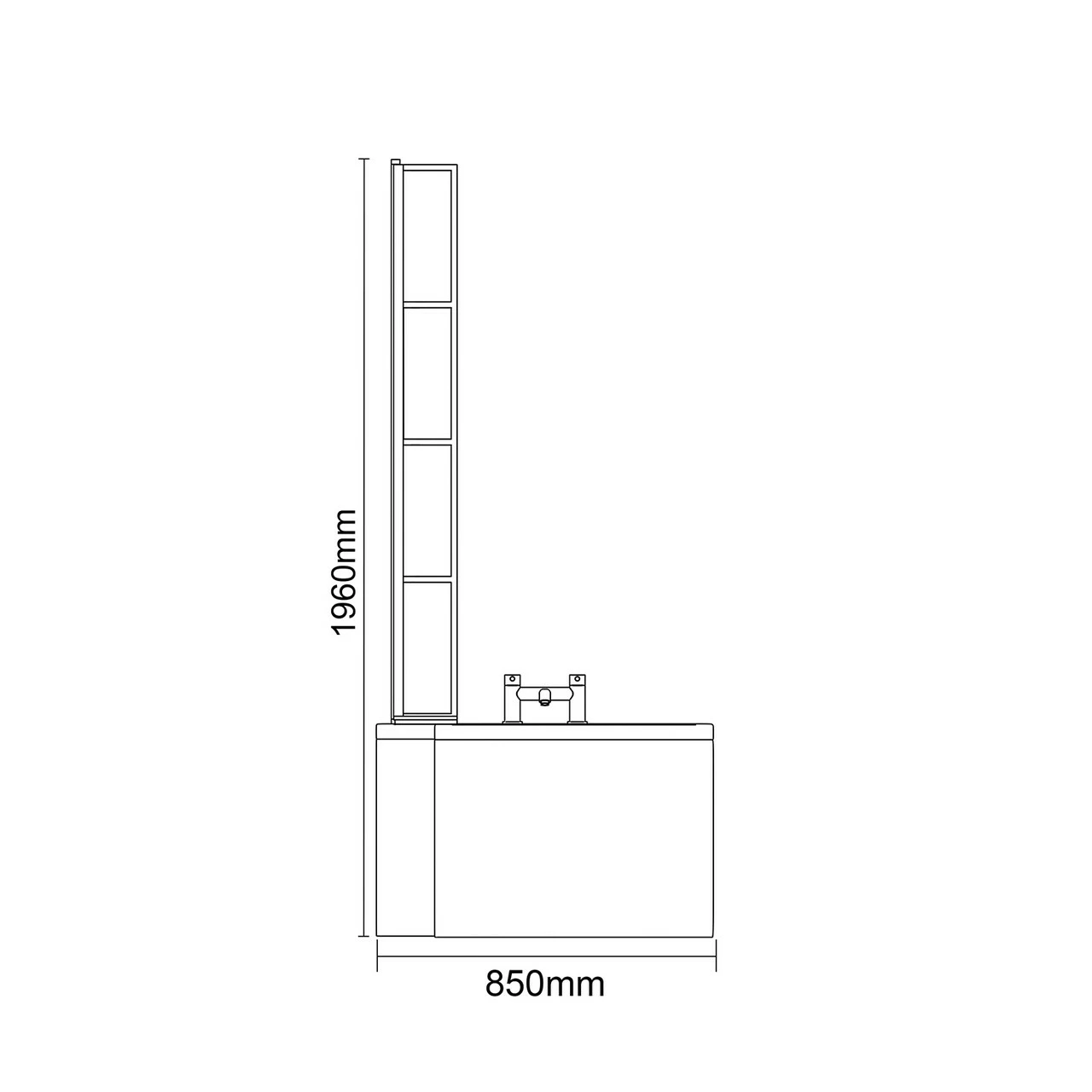 Loire 1700mm Left Hand L Shaped Shower Bath With Matt Black Bath Screen And White Acrylic Front Bath Panel - Image 6