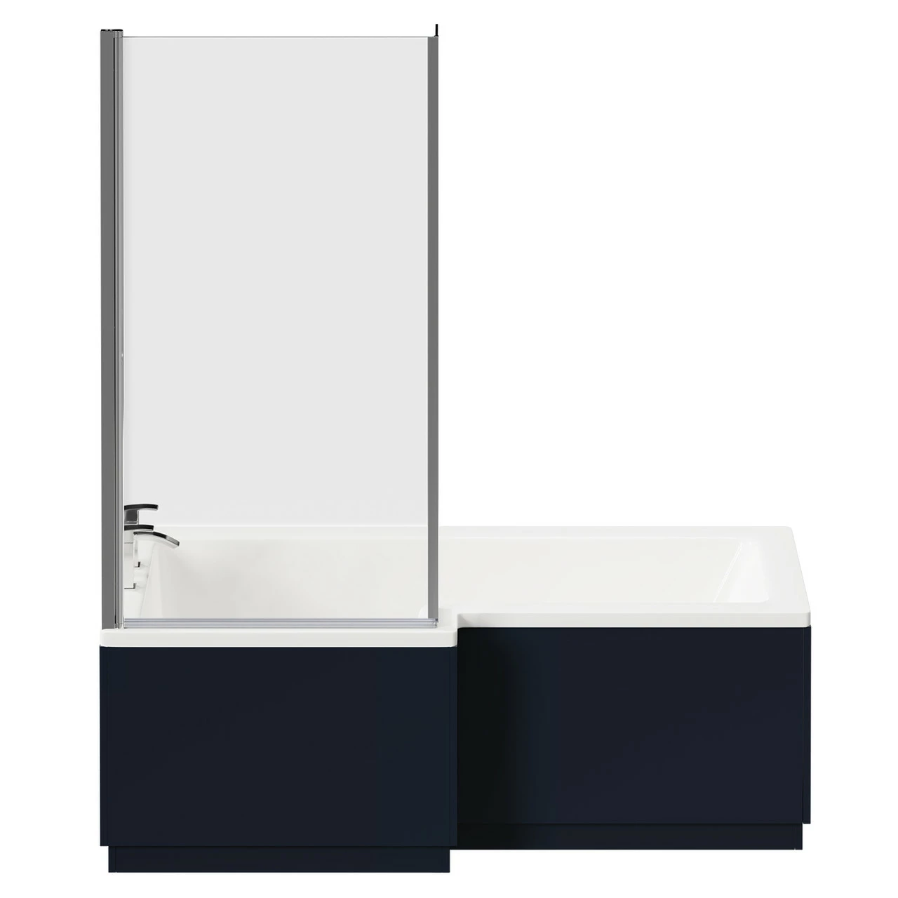 Loire 1700mm Left Hand L Shaped Shower Bath With Polished Chrome Bath Screen And Deep Blue Front And End Bath Panels - Image 4