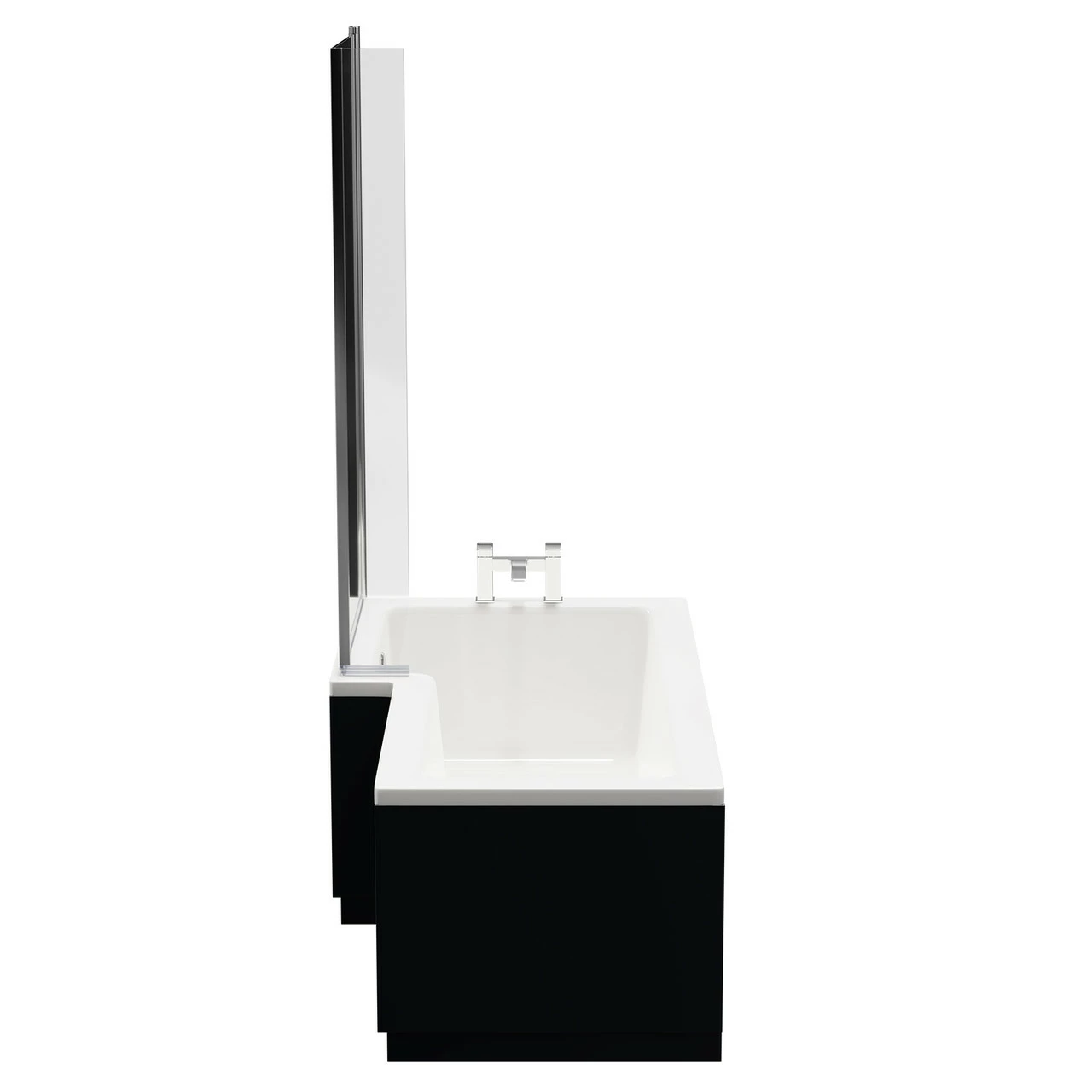 Loire 1700mm Left Hand L Shaped Shower Bath With Polished Chrome Bath Screen And Deep Blue Front And End Bath Panels - Image 5